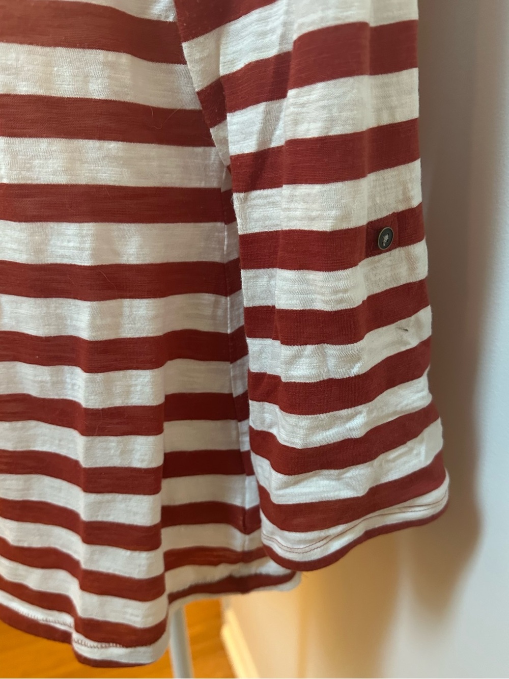 Anthropologie Postage Stanp Henley Tee in red/white stripe Xl EUC - Picture 7 of 12